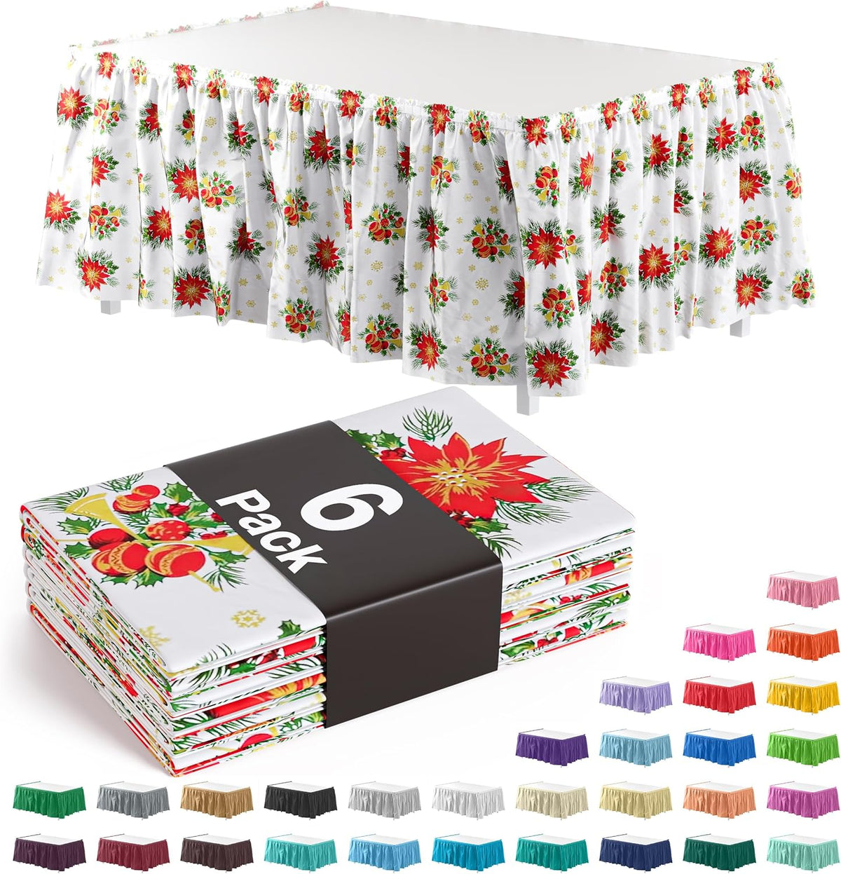 Christmas Printed Table Skirt | 6 Pack
