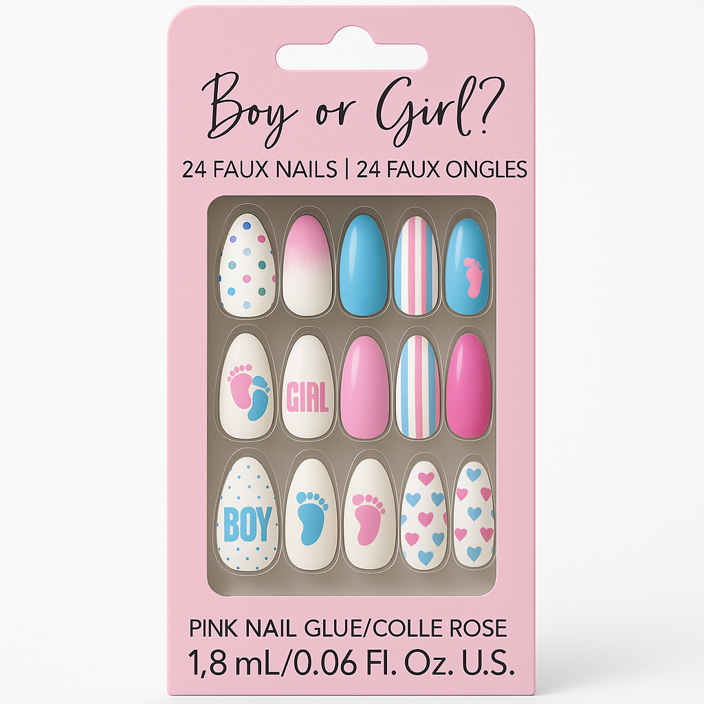 Gender Reveal Baby Shower Faux Nail Set