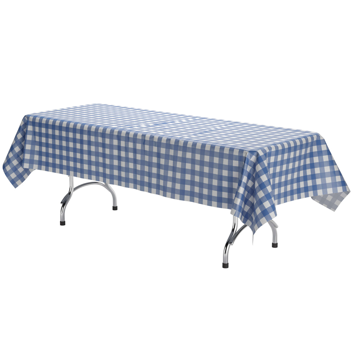 Blue Gingham Plastic Table Covers | 6 Pack - 54 In. x 108 In.