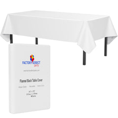 White Flannel Backed Plastic Table Cover 54 In. x 70 In.