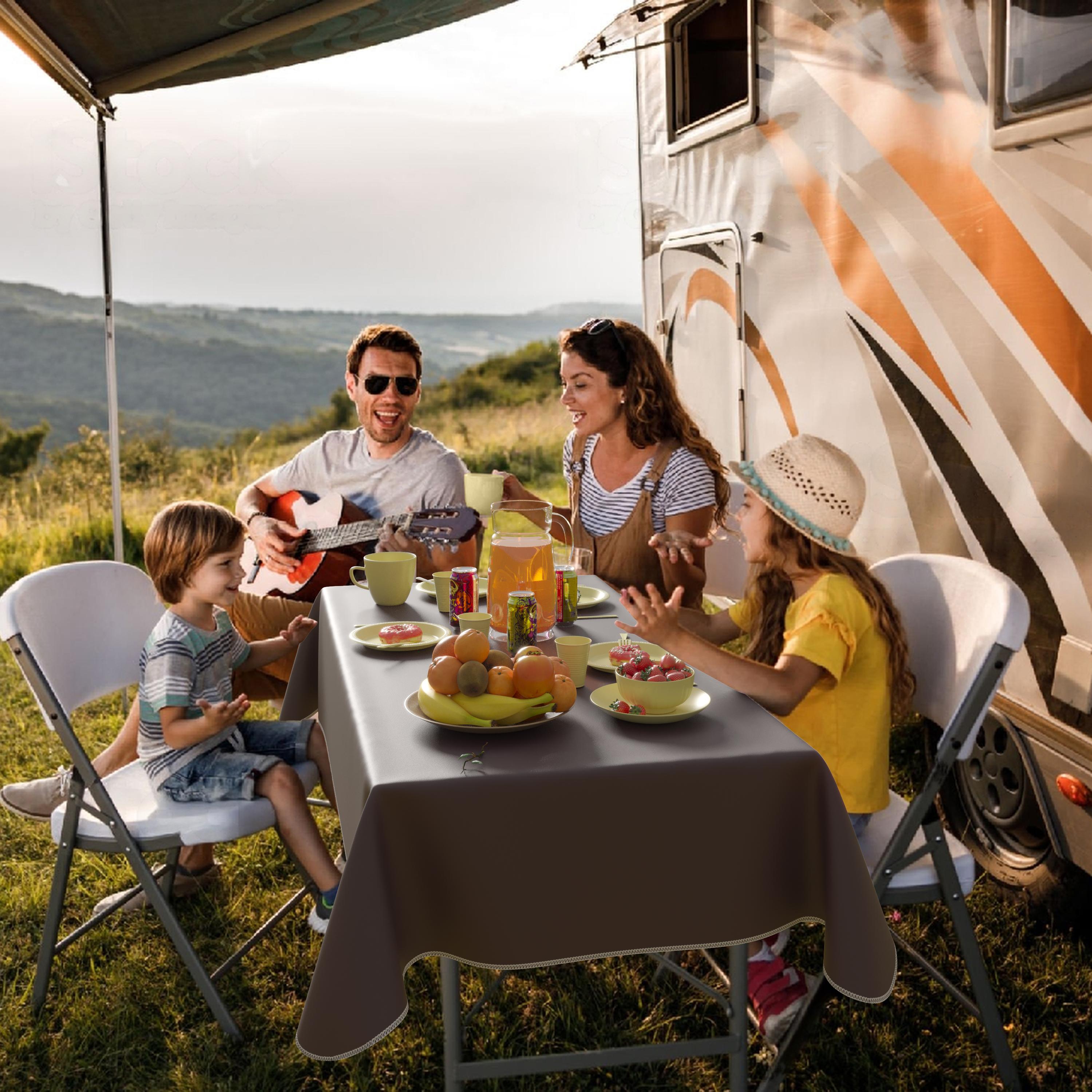 Brown Flannel Backed Plastic Table Cover 54 In. x 70 In.