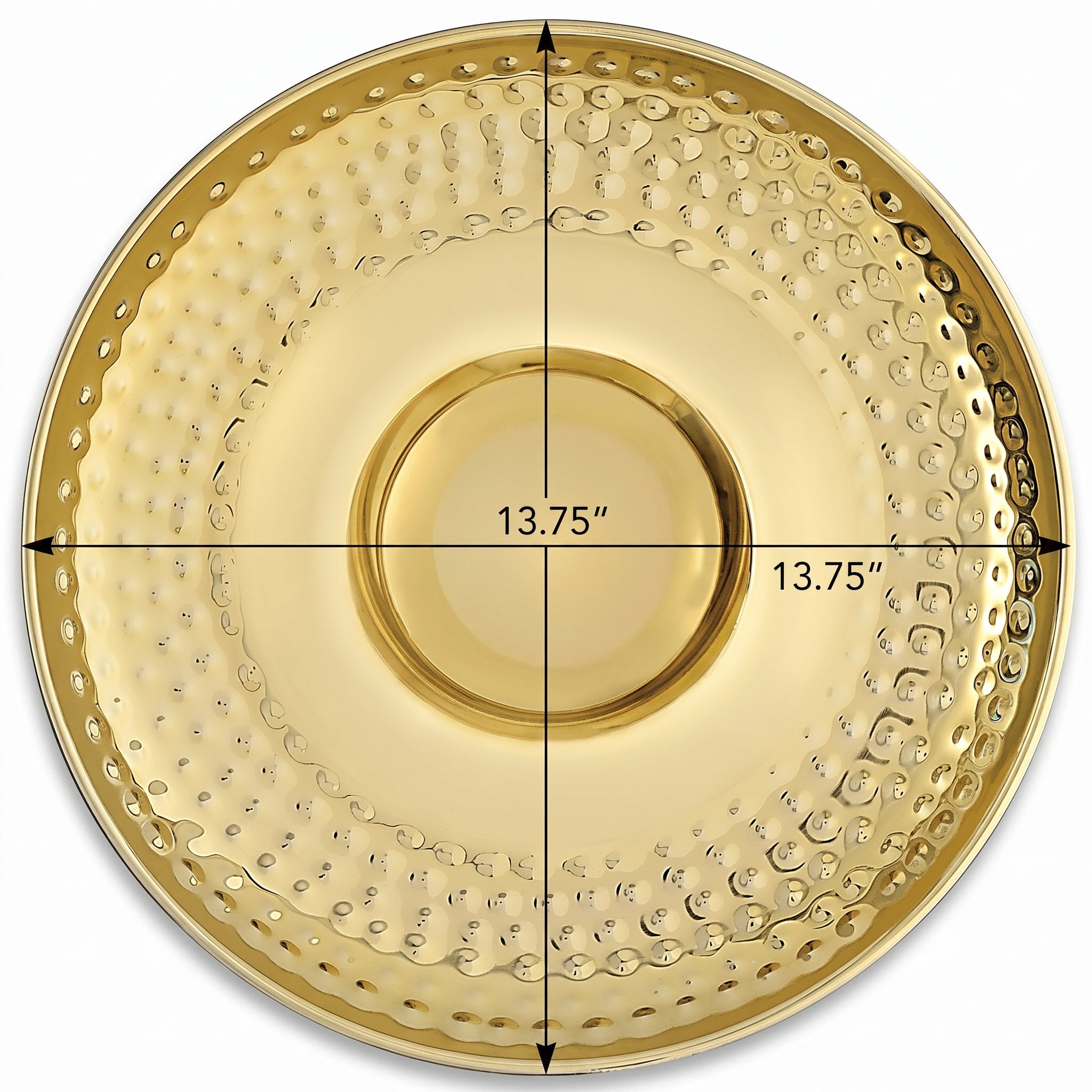 Elegant Gold Stainless Steel Chip and Dip Tray - 14"