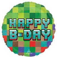 Pixel Party 18" Foil Balloon - Happy B-Day