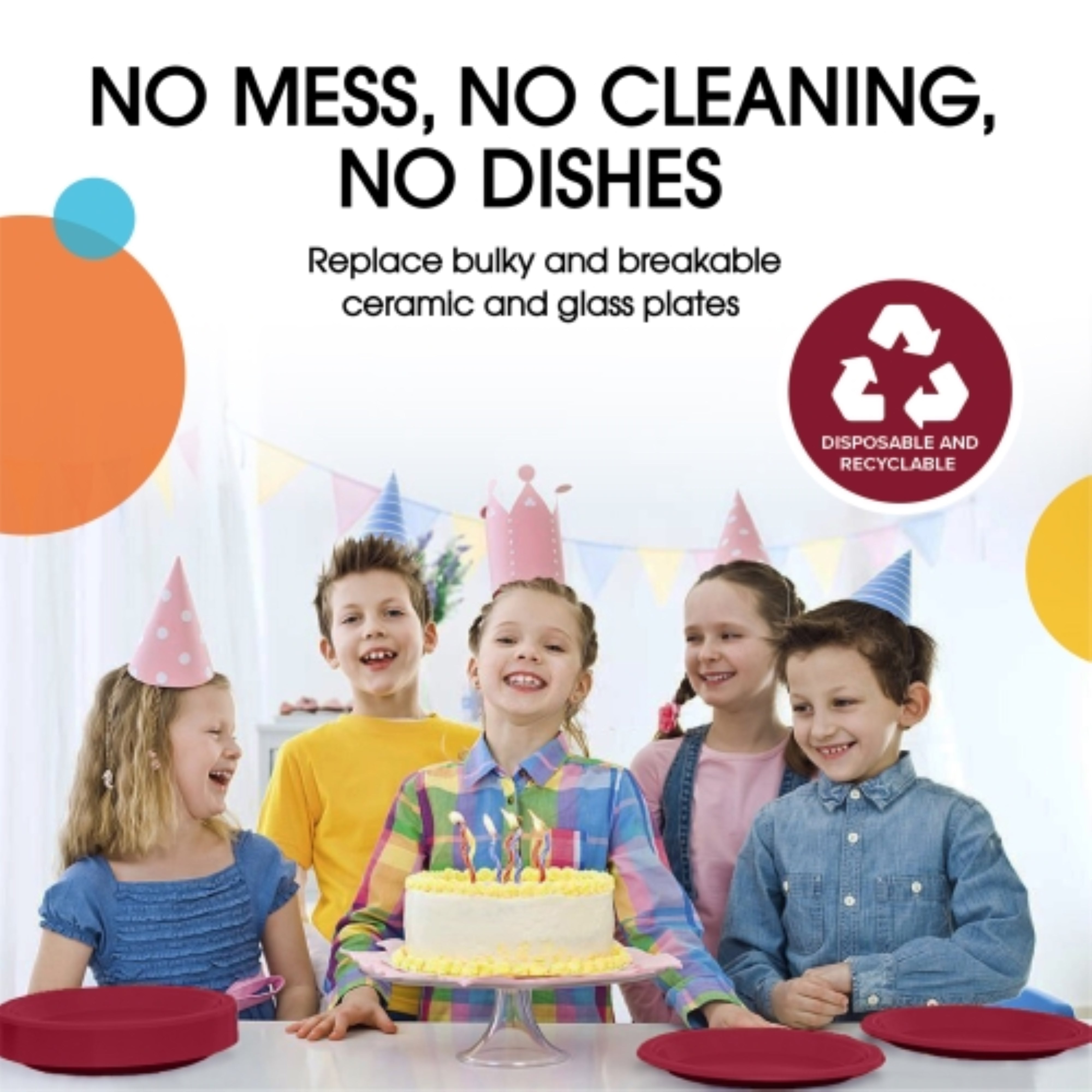 9 In. Burgundy Plastic Plates | 100 Count