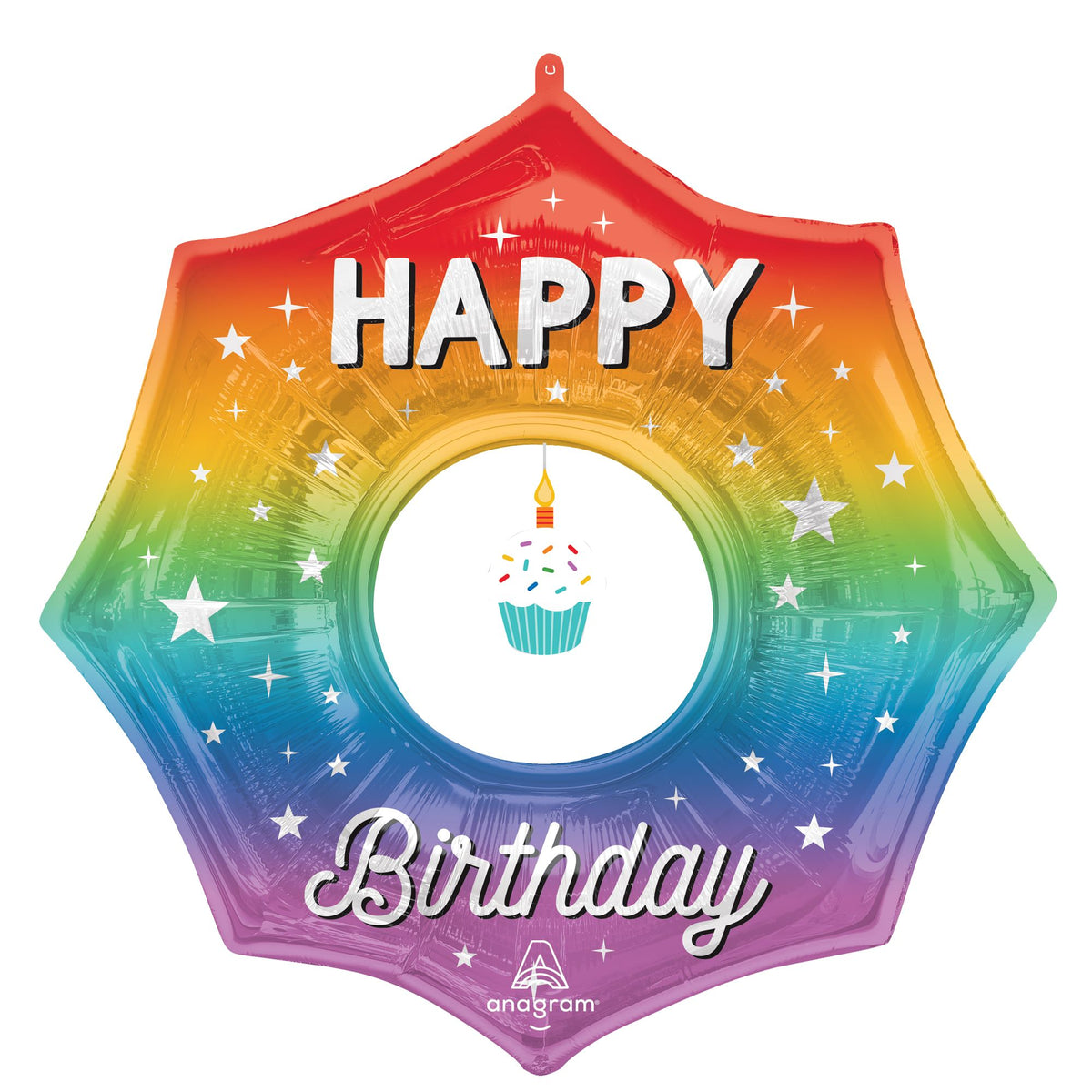Rainbow Cupcake Happy Birthday Foil Balloon