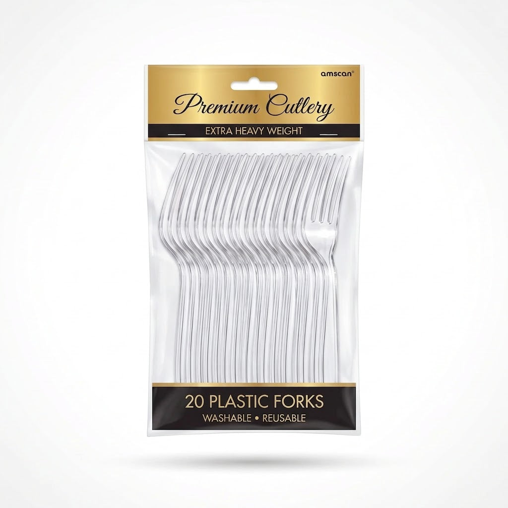 Premium Clear Plastic Forks - Extra Heavy Weight - 7.5 in.