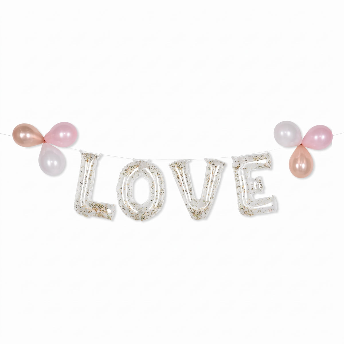 "Love" Air-Filled Confetti Foil Balloon Banner Kit