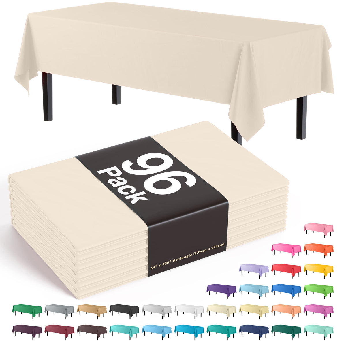 Premium Ivory Plastic Table Cover | Case of 96