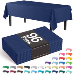 Premium Navy Blue Plastic Table Cover | Case of 96 - 54 In. x 108 In.