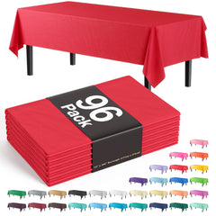 Premium Red Plastic Table Cover | Case of 96 - 54 In. x 108 In.