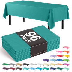 Premium Teal Rectangle Plastic Table Cover | Case of 96 - 54 In. x 108 In.