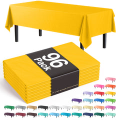 Premium Yellow Plastic Table Cover | Case of 96 - 54 In. x 108 In.
