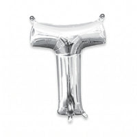 Silver Foil Letter "T" Balloon - Air Filled