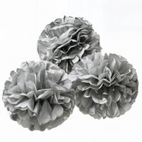 Silver Fluffy Round Pom Pom Decorations
