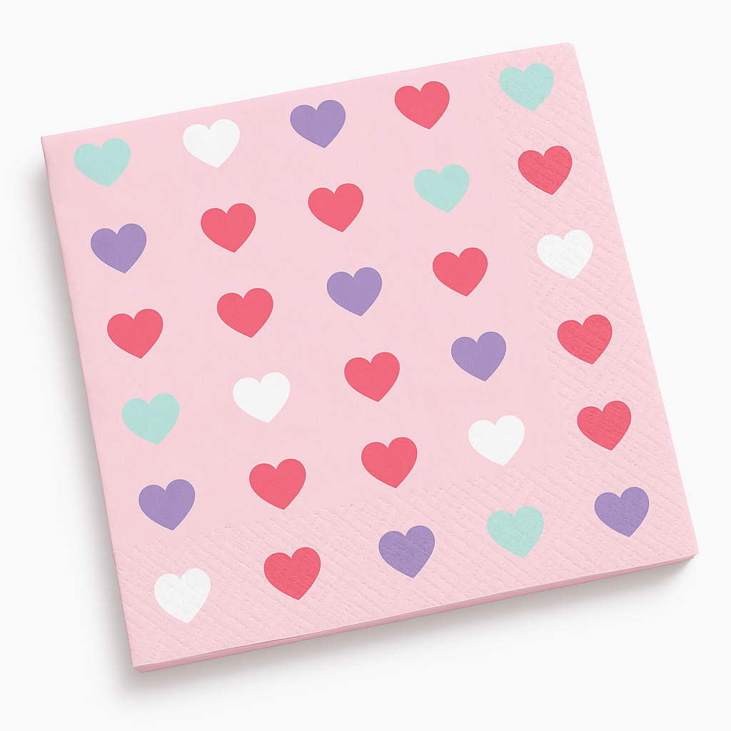 Lovely Hearts Valentine's Day Beverage Napkins