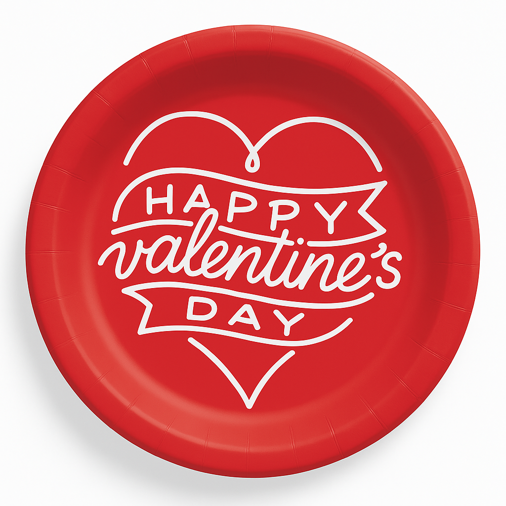 Happy Valentine's Day 8.5" Round Paper Plates
