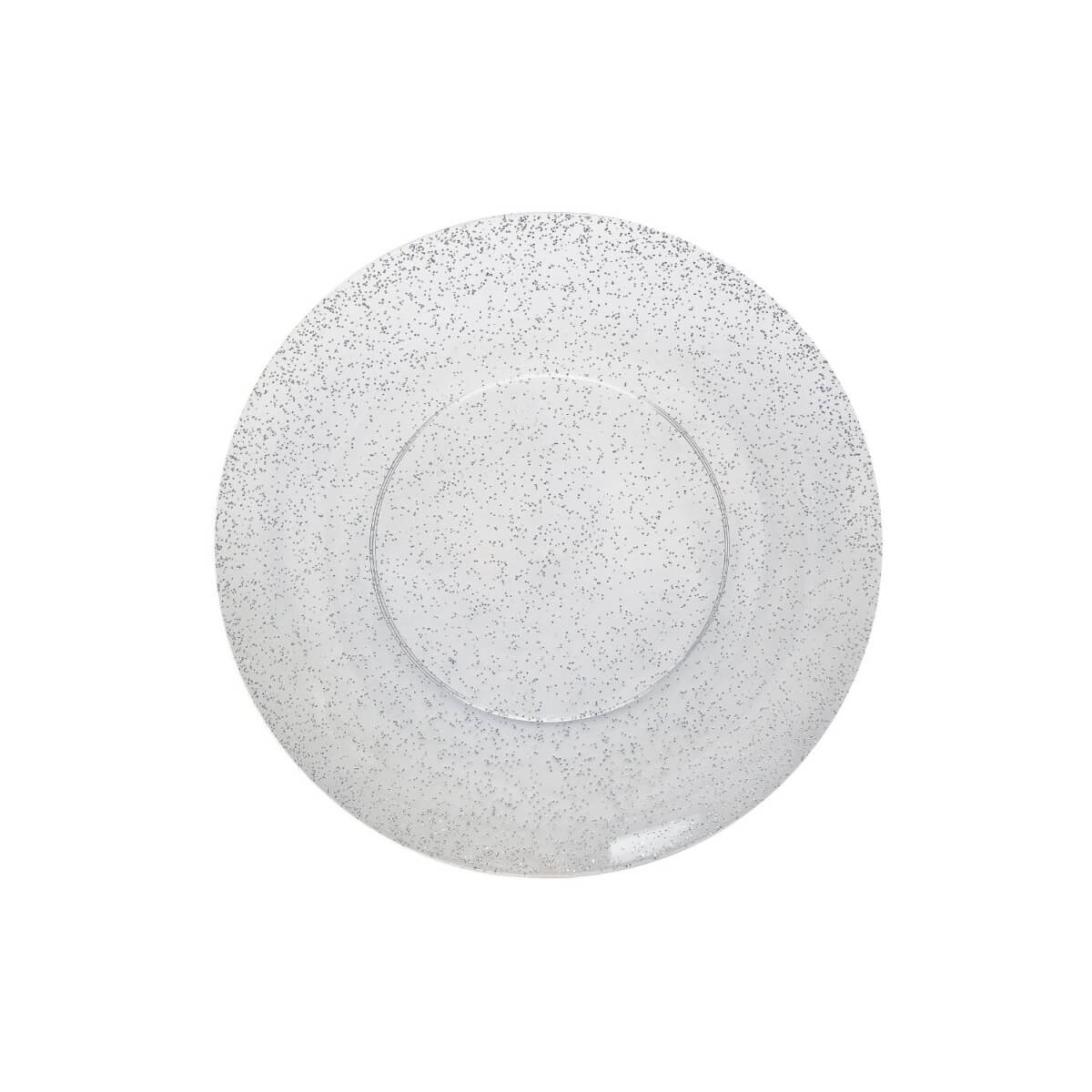 8 In. Silver Sparkle Design Plastic Plates | 120 Count