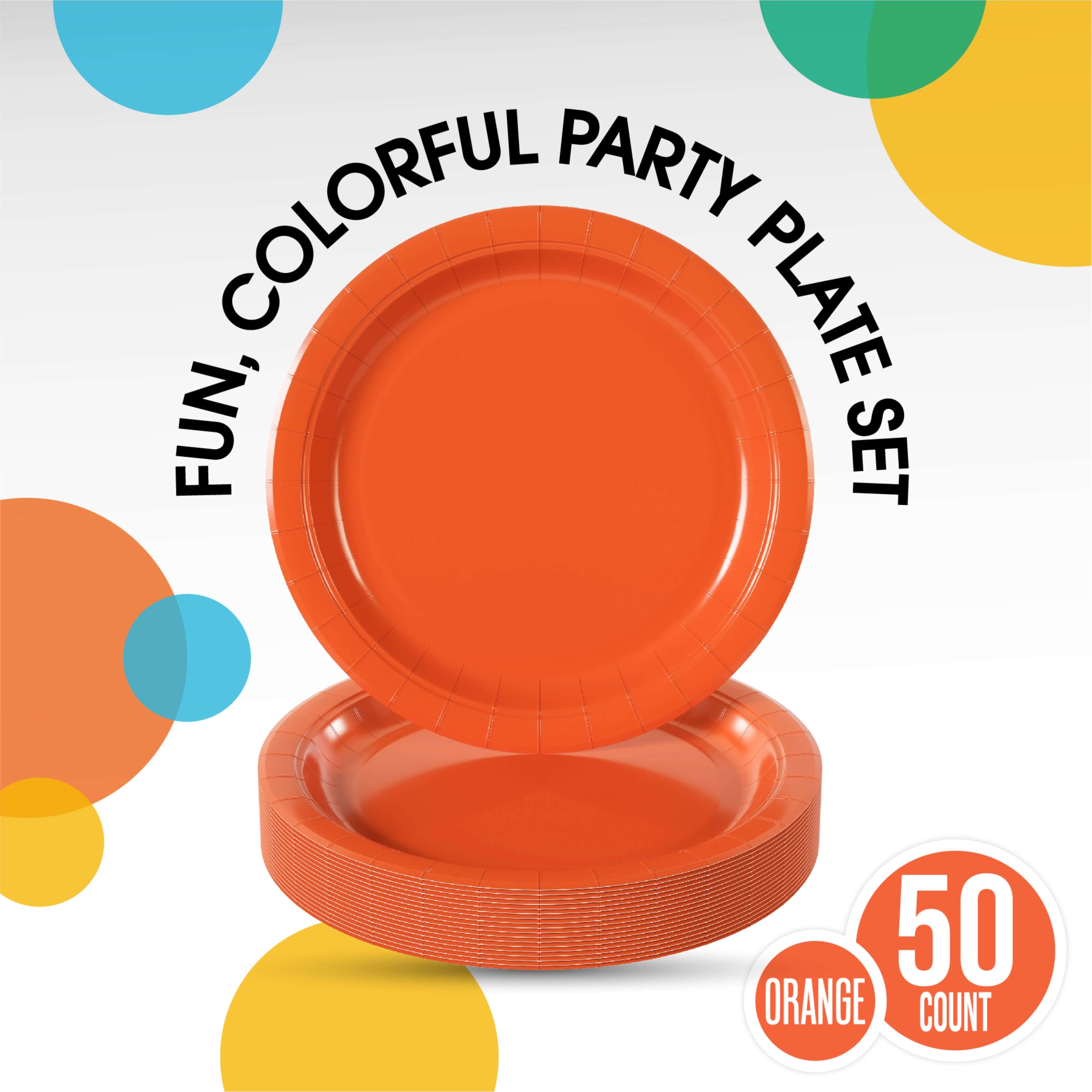 9 In. Orange Paper Plates - 50 Ct.