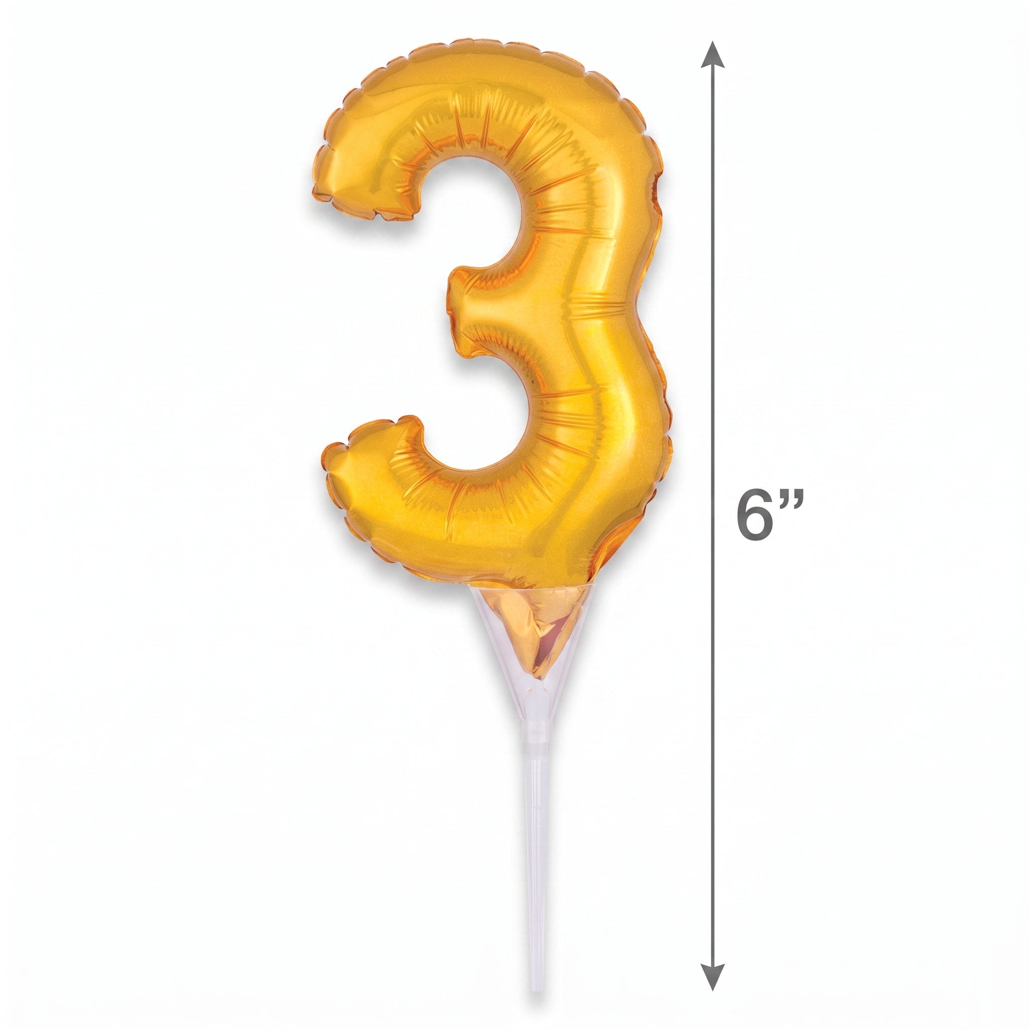 Gold Number 3 Foil Balloon Cake Topper