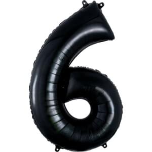 34-Inch Black Number 6 Metallic Foil Super Shape Balloon