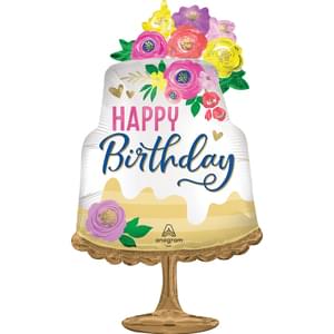 Artful Floral Birthday Super Shape Foil Balloon