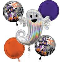 Halloween Metallic Foil Balloon Bouquet - 5 Piece Set