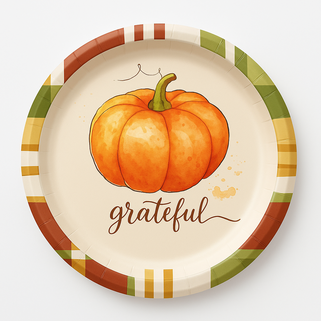 Harvest Grateful 8.5" Round Paper Plates