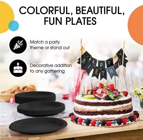9 in. Black Plastic Plates | 50 Count