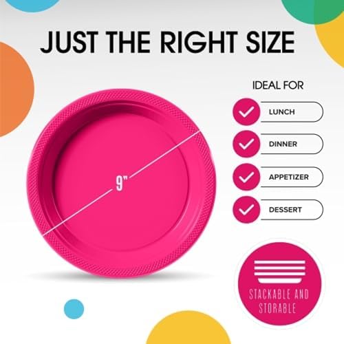 9 in. Cerise Plastic Plates | 50 Count