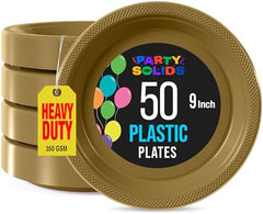 9 in. Gold Plastic Plates | 50 Count