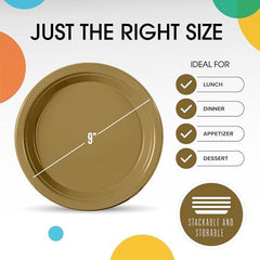 9 in. Gold Plastic Plates | 50 Count