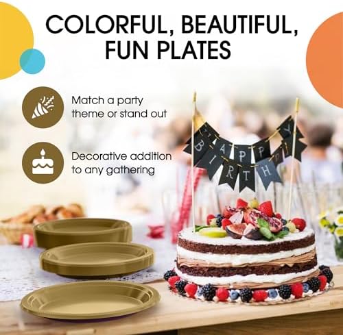 9 in. Gold Plastic Plates | 50 Count