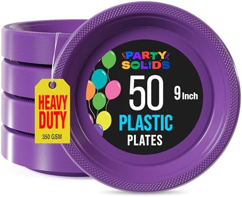 9 in. Purple Plastic Plates | 50 Count