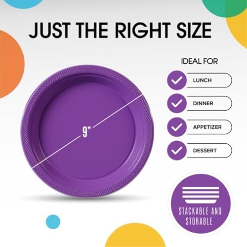 9 in. Purple Plastic Plates | 50 Count