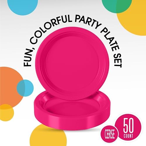 7 in. Cerise Plastic Plates | 50 Count