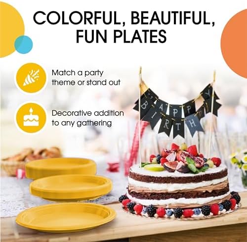 7 in. Yellow Plastic Plates | 50 Count