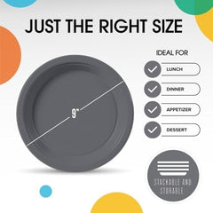 9 in. Silver Plastic Plates | 50 Count
