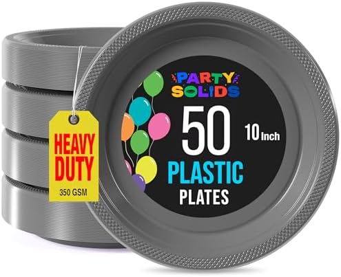 10 in. Silver Plastic Plates | 50 Count