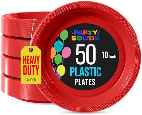 10 in. Red Plastic Plates | 50 Count