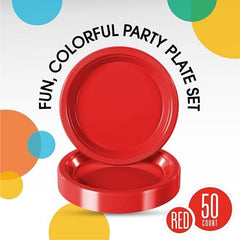 10 in. Red Plastic Plates | 50 Count