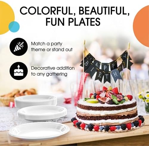 10 in. White Plastic Plates | 50 Count