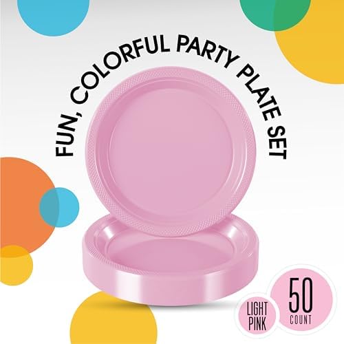 10 in. Pink Plastic Plates | 50 Count