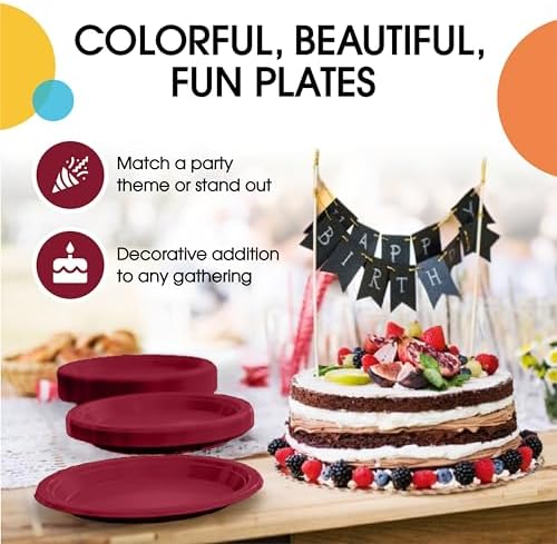 10 in. Burgundy Plastic Plates | 50 Count