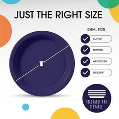 10 in. Navy Plastic Plates | 50 Count