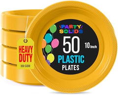 10 in. Yellow Plastic Plates | 50 Count