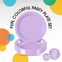 10 in. Lavender Plastic Plates | 50 Count