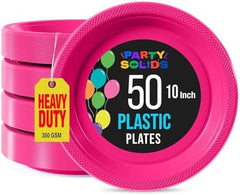 10 in. Cerise Plastic Plates | 50 Count