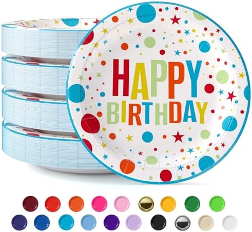 7 in. Birthday Print Paper Plates | Case of 20 (1000 Ct.)
