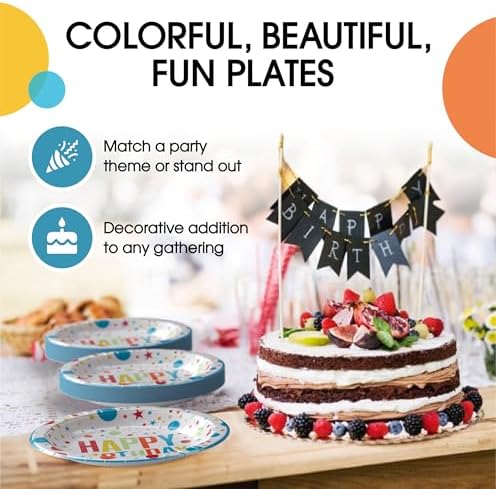 7 in. Birthday Print Paper Plates | 50 Ct.