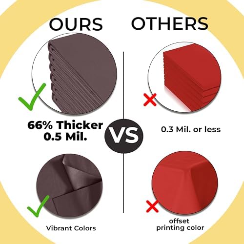 Premium Brown Plastic Table Covers | 12 Pack | 54 in. x 108 in.